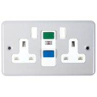 Niglon S132RCDM Metalclad 13 Amp 2 Gang 30mA RCD Socket (Latching)