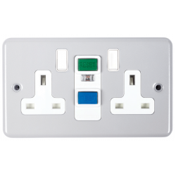 Niglon S132RCDM Metalclad 13 Amp 2 Gang 30mA RCD Socket (Latching)