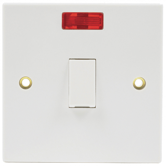 Niglon SP20DPN 20 Amp Double Pole Plate Switch with Neon