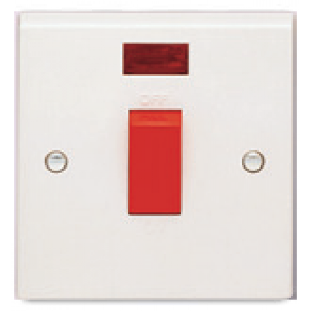 Niglon SP45DPN 45 Amp Double Pole Single Plate Switch with Neon - SP45DPN