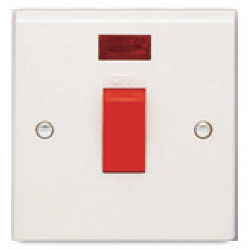 Niglon SP45DPN 45 Amp Double Pole Single Plate Switch with Neon