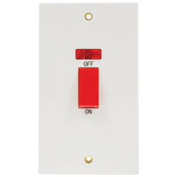Niglon SP45LDPN 45 Amp Double Pole Vertical Plate Switch with Neon