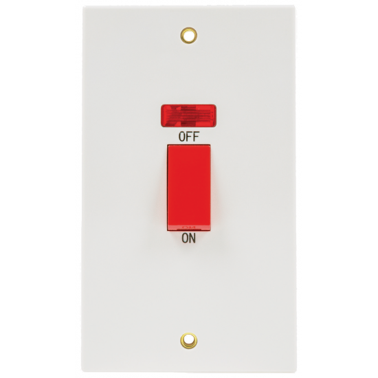 Niglon SP45LDPN 45 Amp Double Pole Vertical Plate Switch with Neon