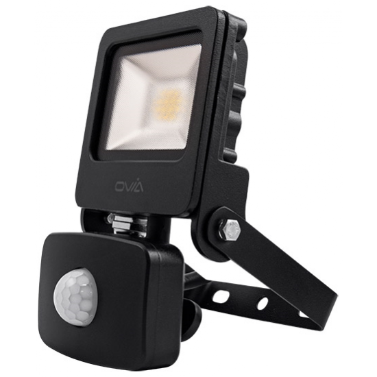 Ovia Lighting OV10110BKCWPIR 10W LED Black Floodlight with PIR Cool White
