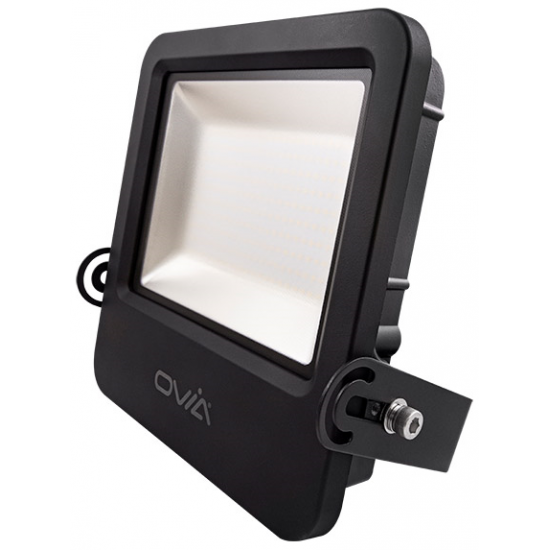 Ovia Lighting OV101150BKCWPC 150W LED Black Floodlight with Photocell Cool White