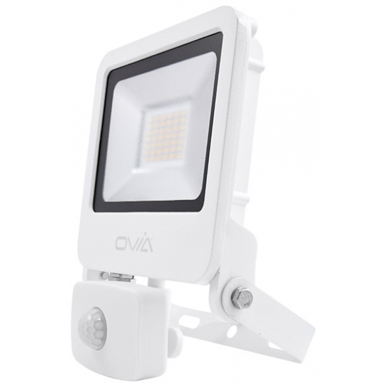 Ovia Lighting OV10130WHCWPIR 30w LED White Floodlight with PIR Cool White