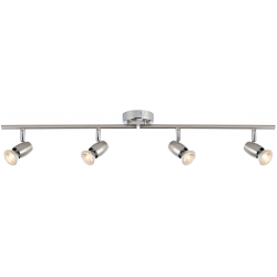 Saxby G5503177 Palermo Brushed Chrome 4 bulb GU10 Adjustable Dimmable Bar Spotlight