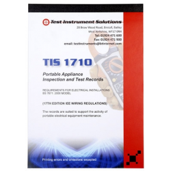 TIS TIS1710 Pat testing log book Test Certificate