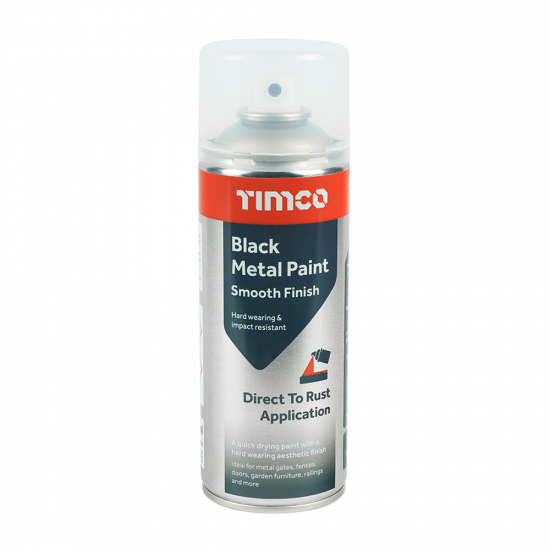 Timco 237006 Black Metal Paint Smooth 380ml