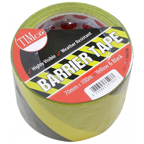 BARTYB_Barrier Tape Black & Yellow_100m x 70mm