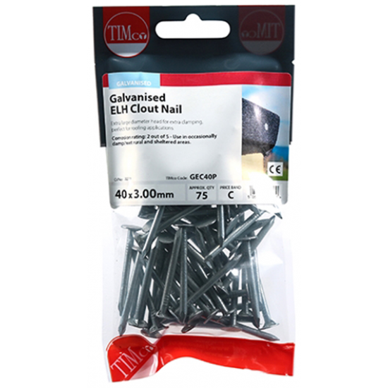 Timco GEC40P 40x3.00mm Galvanised Clout Nail
