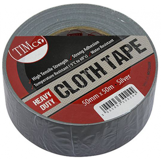 HDCTSILVER_Heavy Duty Cloth Tape Silver_50m x 50mm