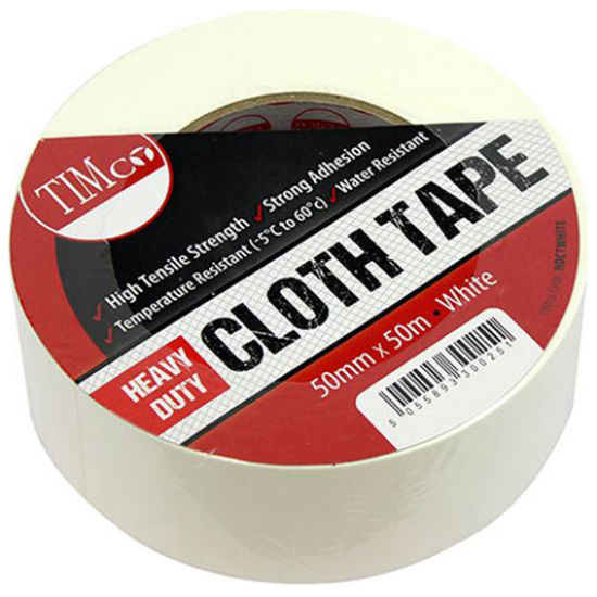 HDCTWHITE_Heavy Duty Cloth Tape White_50m x 50mm