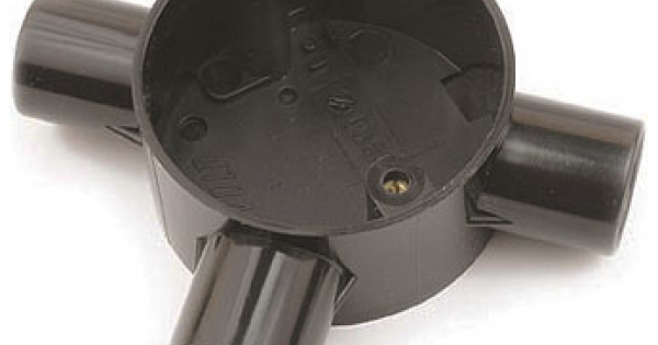 Plastic Conduit Tee Box 25mm Black