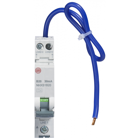 Wylex NHXS1B20 RCBO SP&N B 20A 30mA
