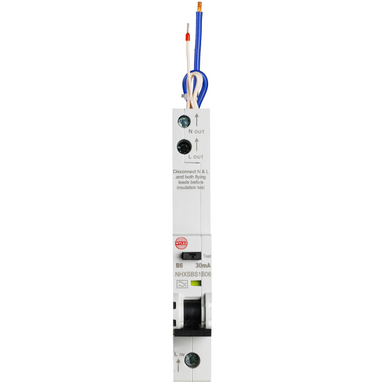 Wylex Type B RCBO - 6A- 1P, 30mA Trip Sensitivity